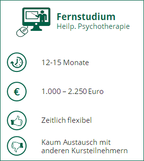 Infografik mit Eckdaten zum heilpädagogischen Psychotherapie Fernstudium